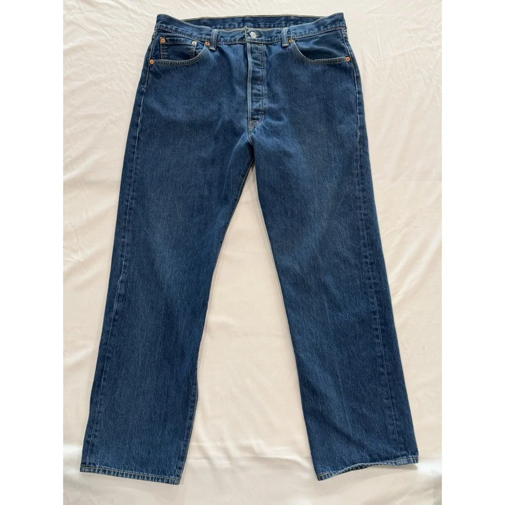 Vintage 90's Made USA Classic Levis 501 Button Fly Blue Jeans 34 X 29 Pants Y2K
